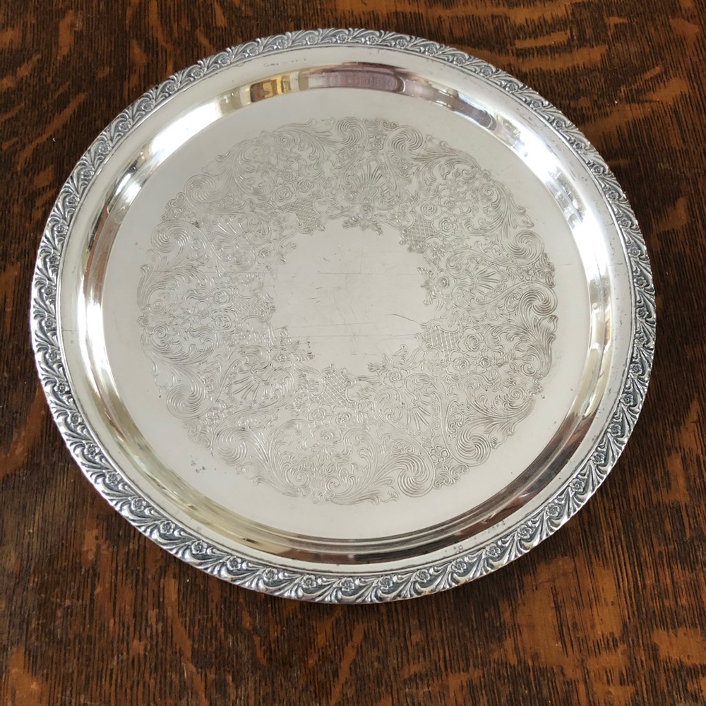 Vintage round silver plated platter